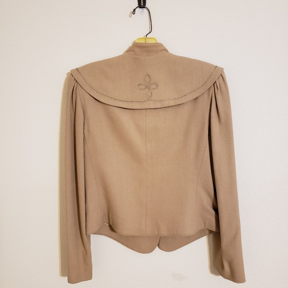 Tan Vintage Wool Jacket with Detachable Collar - Picture 2 of 8